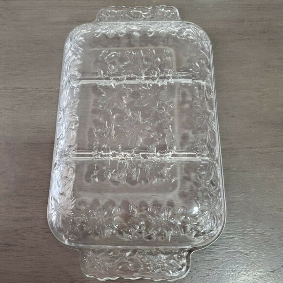 Princess House Fantasia Rectangular 3 Part Dish 12.5" handled relish tray #534 - Picture 7 of 10